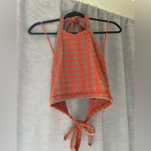 Zara Large open back high neck orange halter top